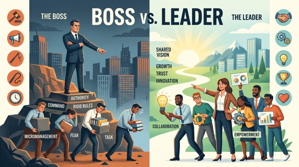 What is the difference between a boss and a leader